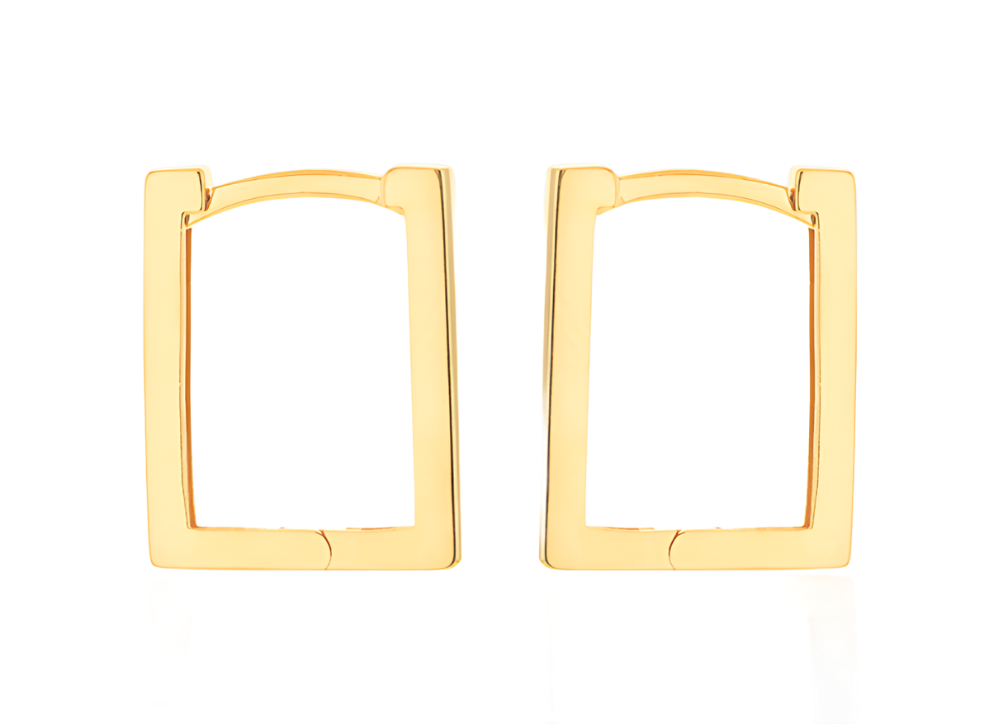9ct Yellow Gold 13.5mm X 1.5mm Rectangular  Hoop Earrings