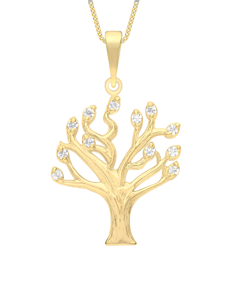 9ct Yellow Gold CZ  'Tree of Life' Pendant