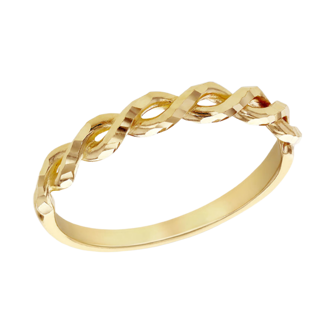 9ct Yellow Gold Diamond Cut Half Twist Ring