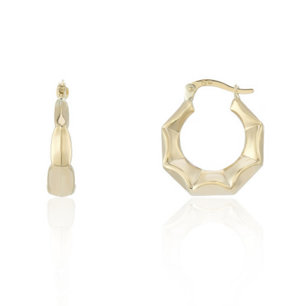 9ct Yellow Gold Large Graduated Wave Creole Earrings