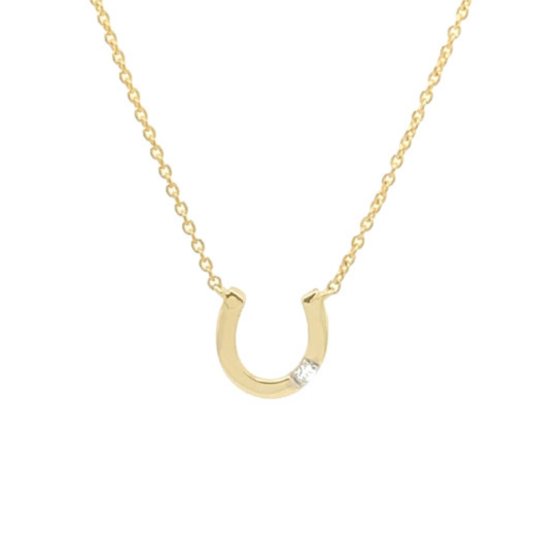 9ct Yellow Gold Diamond Horseshoe Necklace