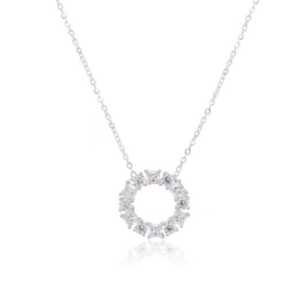 9ct White Gold Cubic Zirconia Pendant Necklace