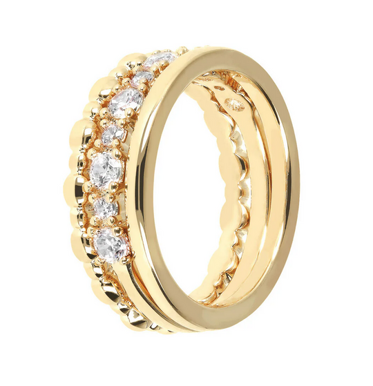 Set of Golden Rings with Light Points in Cubic Zirconia