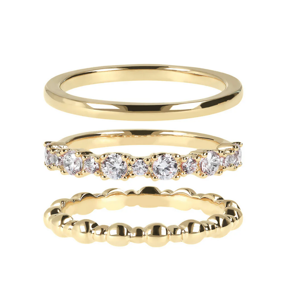 Set of Golden Rings with Light Points in Cubic Zirconia