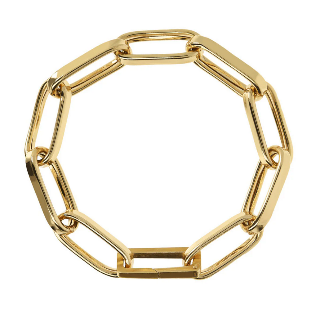 Thick Golden Paperclip Elongated Forzatina Chain Bracelet