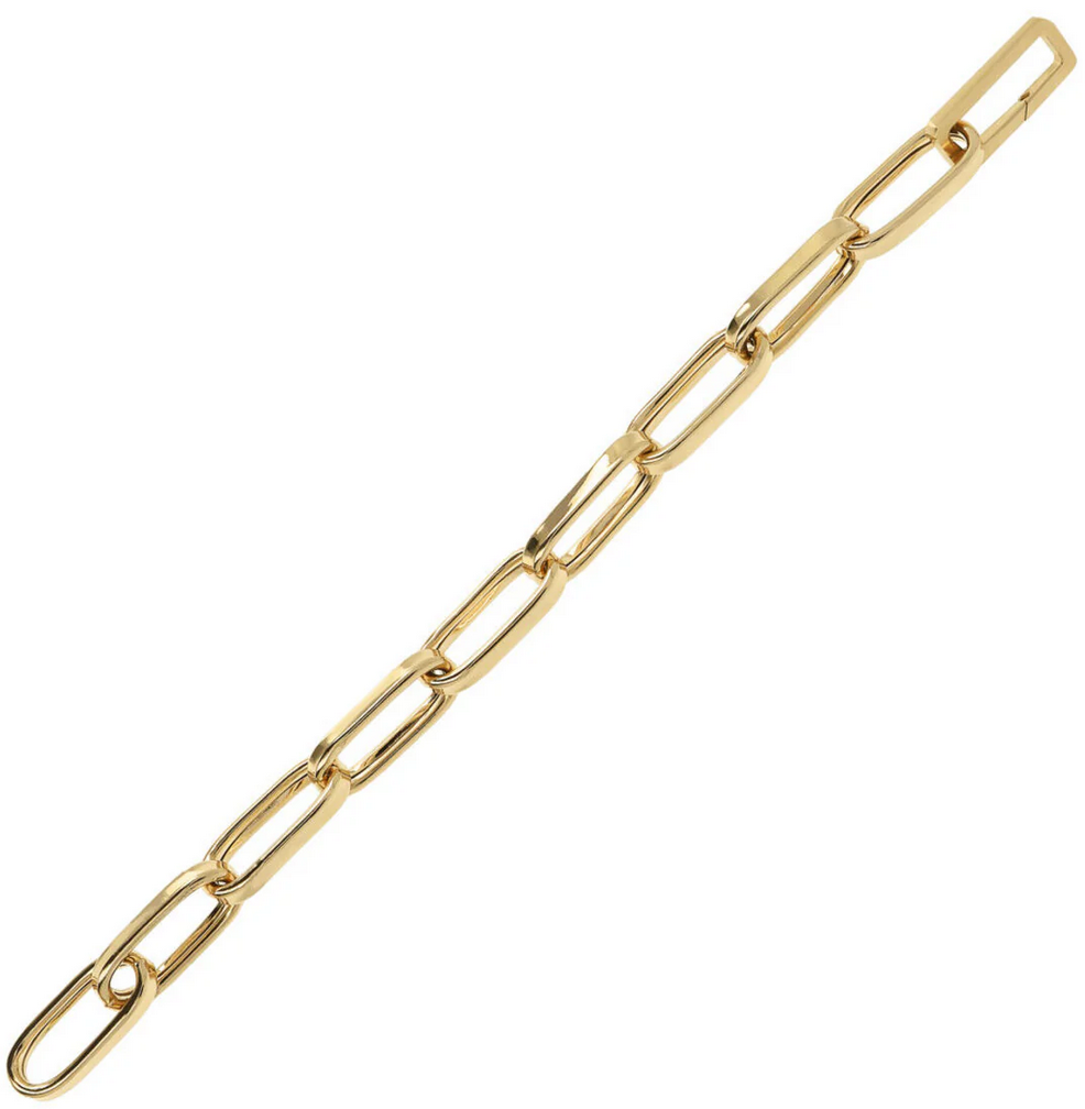 Thick Golden Paperclip Elongated Forzatina Chain Bracelet