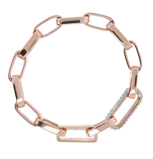 Thick Paperclip Chain Bracelet with Pavé Element