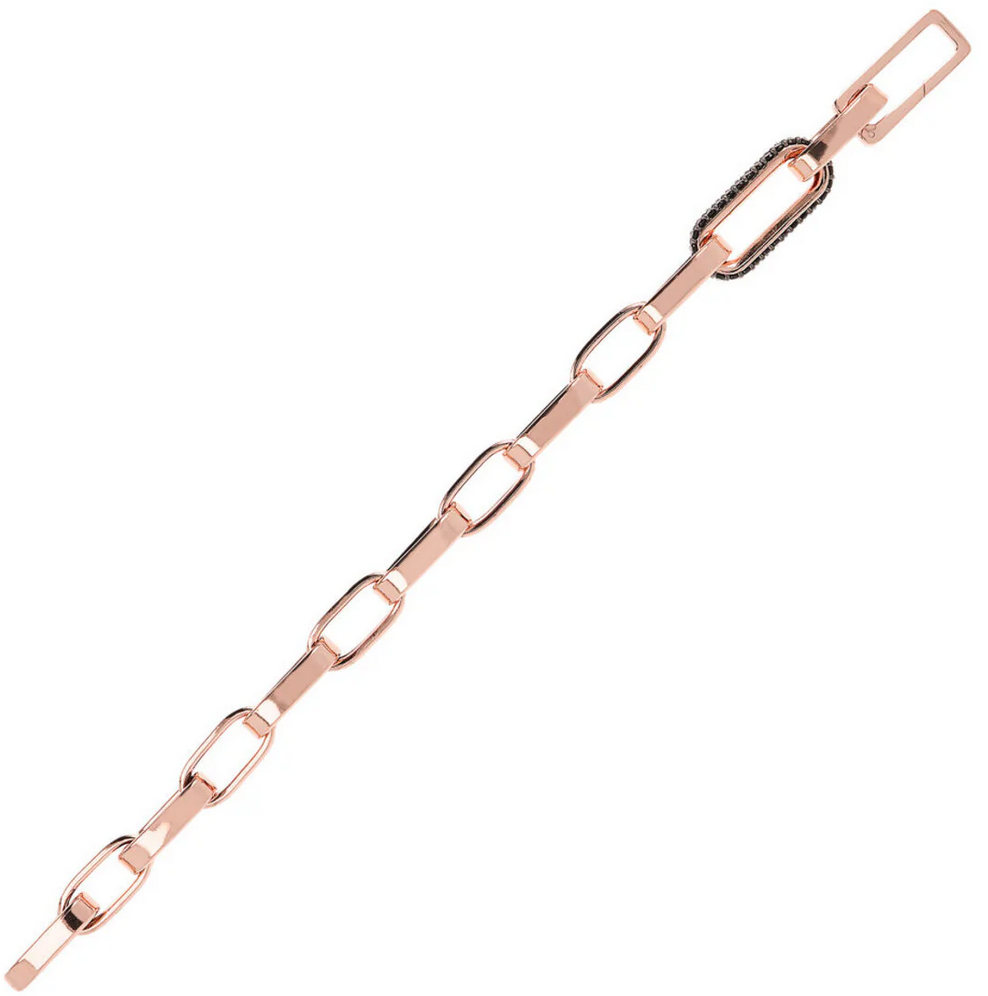 Thick Paperclip Chain Bracelet with Pavé Element