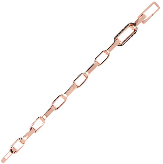 Thick Paperclip Chain Bracelet with Pavé Element