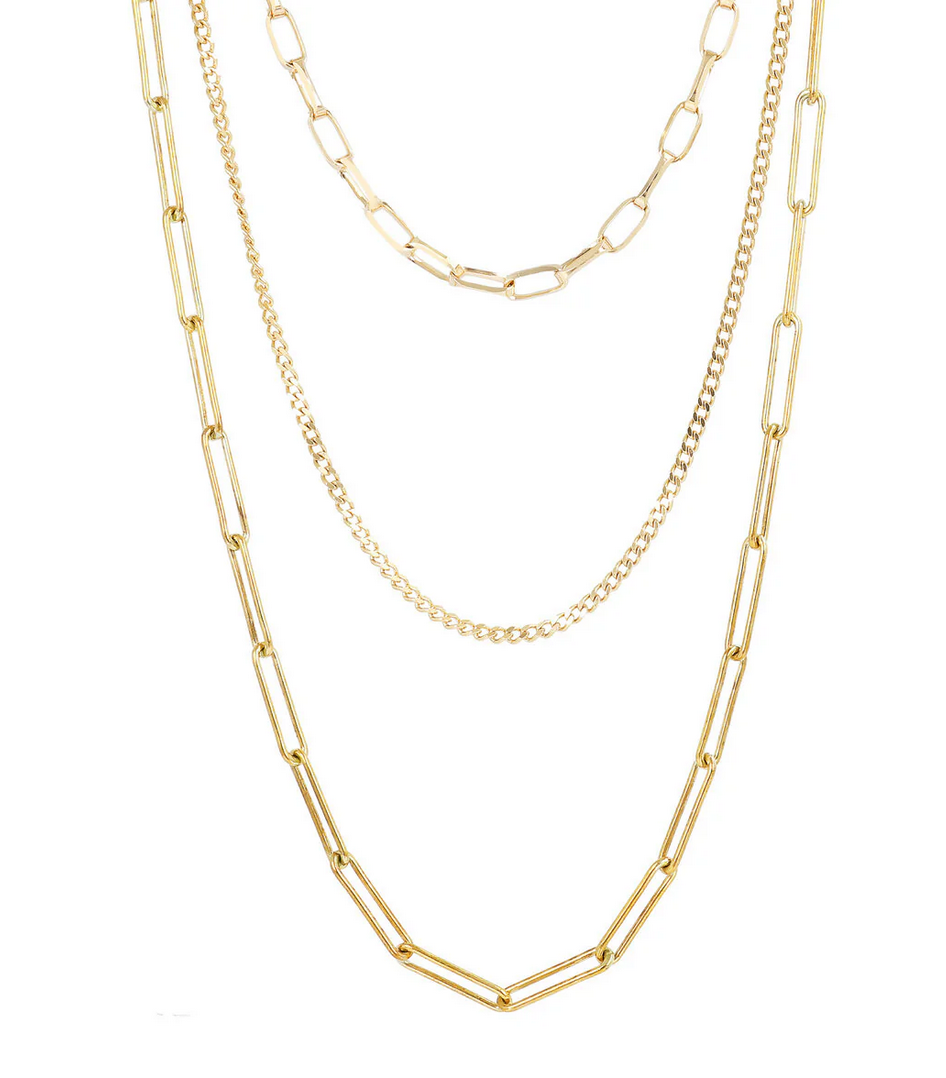 Multistrand Golden Necklace with Forzatina Chain and Grumetta