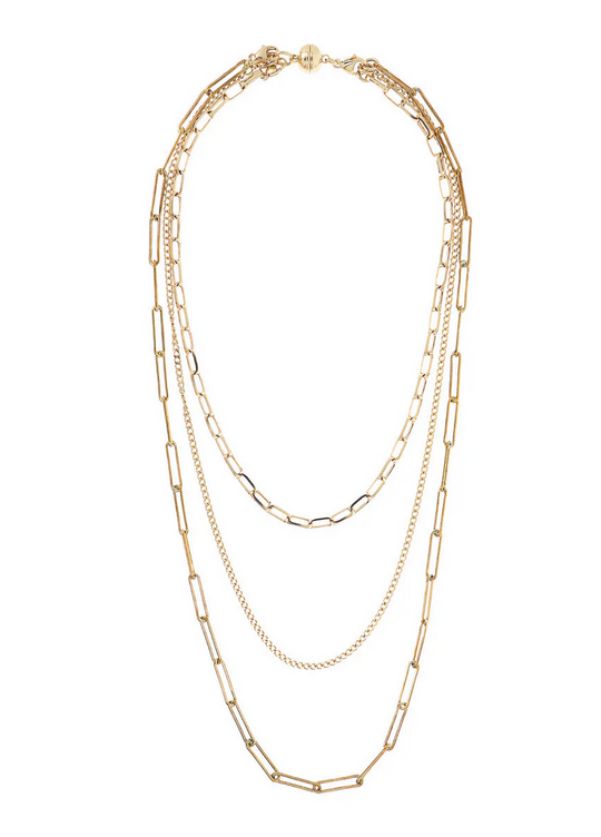 Multistrand Golden Necklace with Forzatina Chain and Grumetta