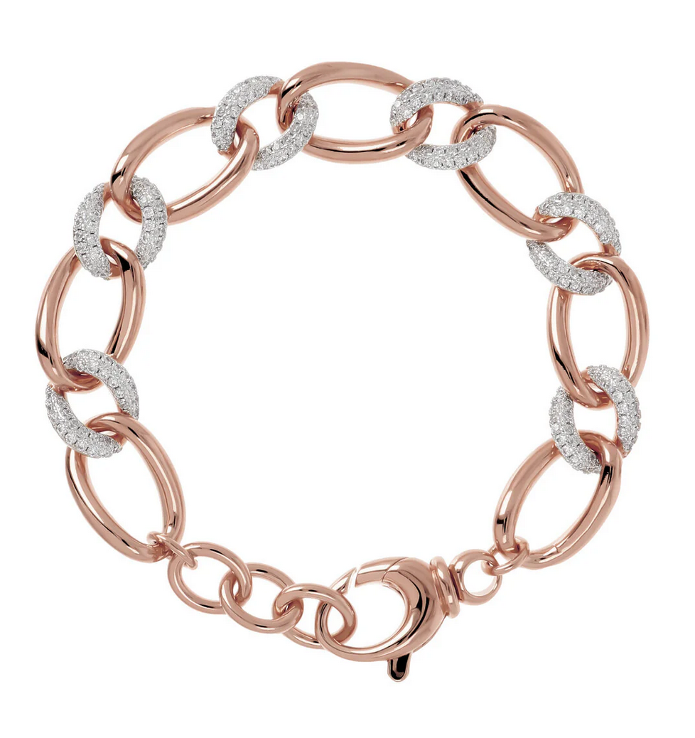 Oval Link Bracelet and Pavé Elements in Cubic Zirconia