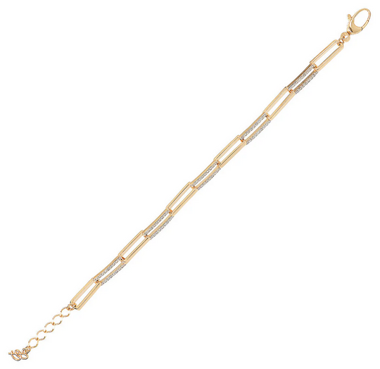 Golden Link Bracelet with Cubic Zirconia