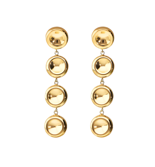 Golden Drop Earrings with Shiny Buttons