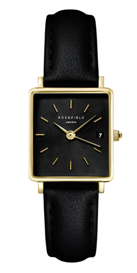 Rosefield Boxy XS Black Leather Ladies Watch