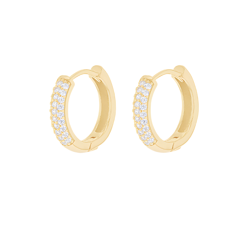 Sterling Silver Yellow Gold Plated Band Hoop Creole Earrings