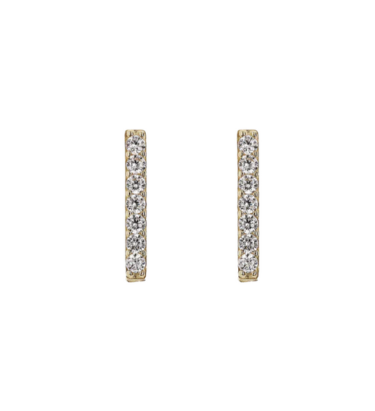 Bar Lobe Earrings with Cubic Zirconia 375 Gold