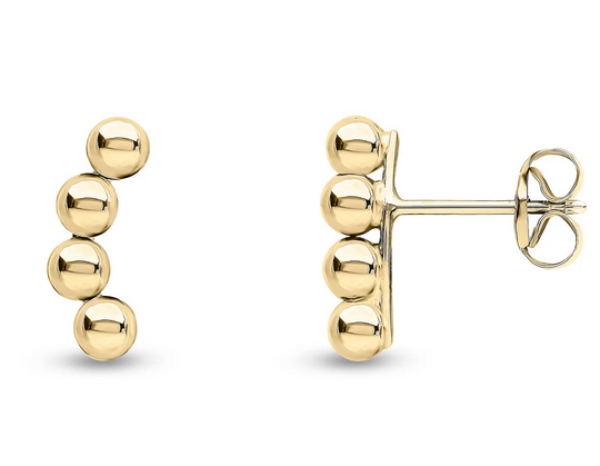 9ct Yellow Gold Curved 3MM Balls Earrings
