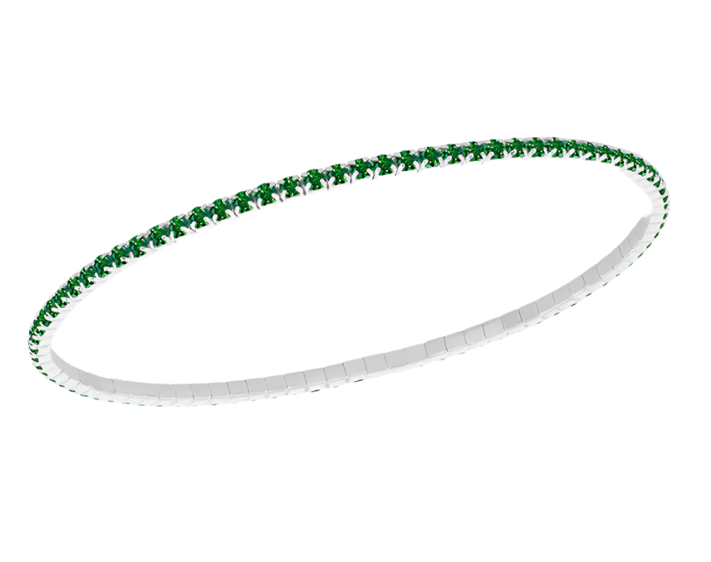 Sterling Silver Green CZ Stretch Bracelet