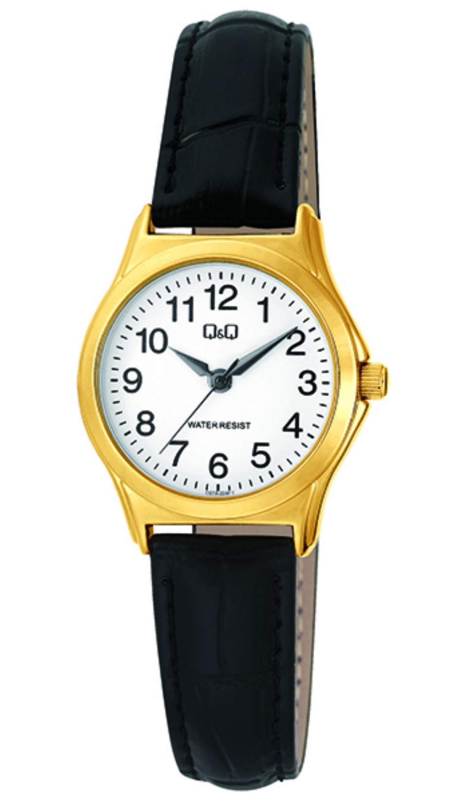 Q&Q Ladies Black Strap with Gold Case Watch