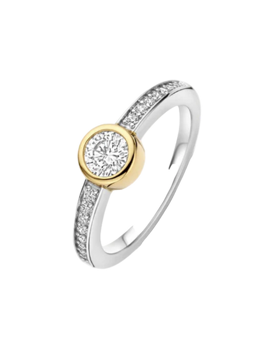 Ti Sento Women's Ring with Yellow Gold Plated Round