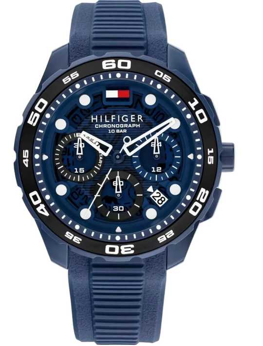 Tommy Hilfiger Chronograph Blue Silicone Strap Men's Watch