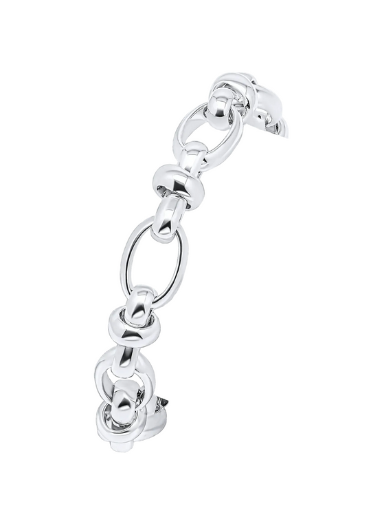 Silver 10.7mm Handmade Oval Pinched Link Chain
