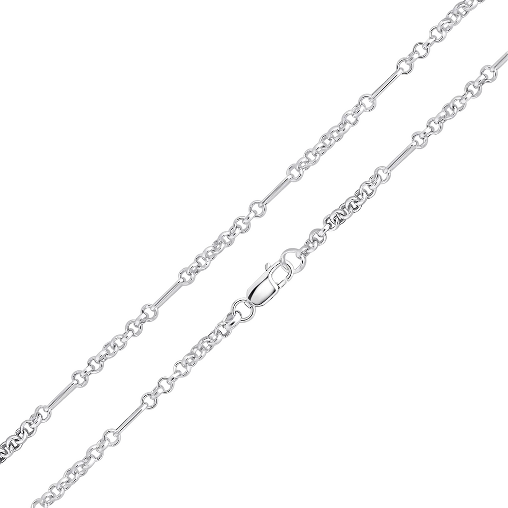 Silver 4mm Handmade Oval Round Figaro Chain