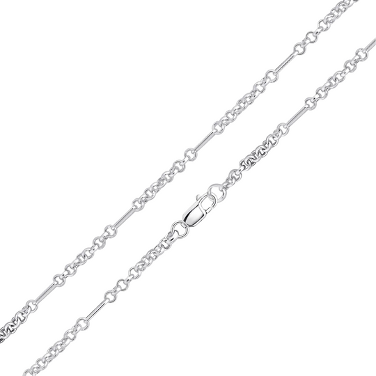 Silver 4mm Handmade Oval Round Figaro Chain