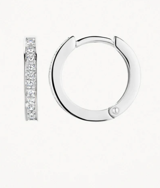 Blush 14ct White Gold Zirconia Huggie Hoop Earrings
