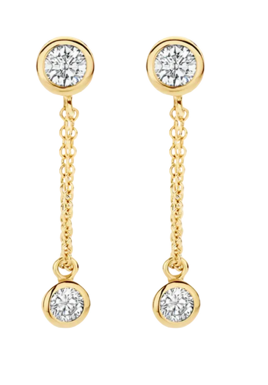 Blush 14ct Gold Zirconia Chain Drop Earrings
