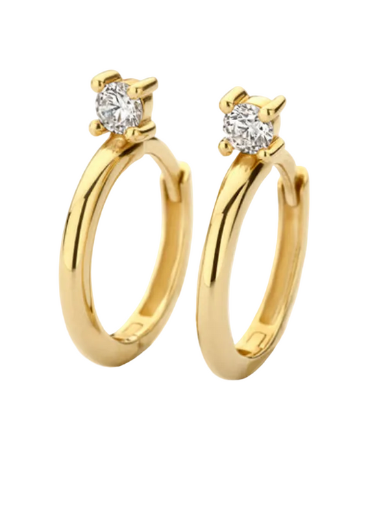 Blush 14ct Gold Hoop Earrings with Zirconia Studs
