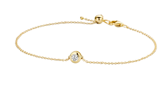 Blush 14ct Gold Fine Chain Bezel-Set Diamond Bracelet