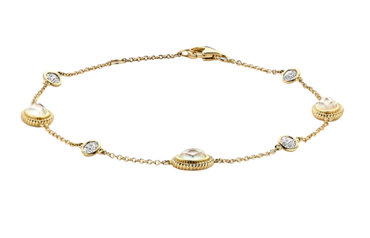 Blush 14ct Gold Mother of Pearl and Zirconia Bracelet