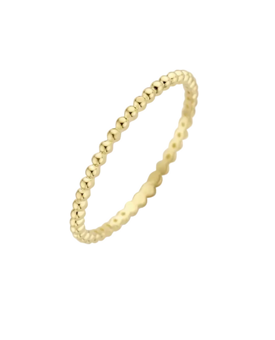 Blush 14ct Gold Beaded Minimalist Stacking Ring