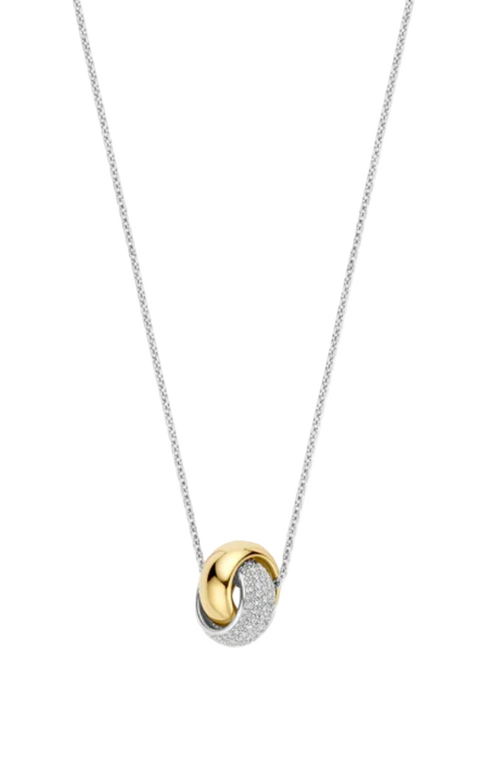 Ti Sento Bold Zirconia Crossover Necklace
