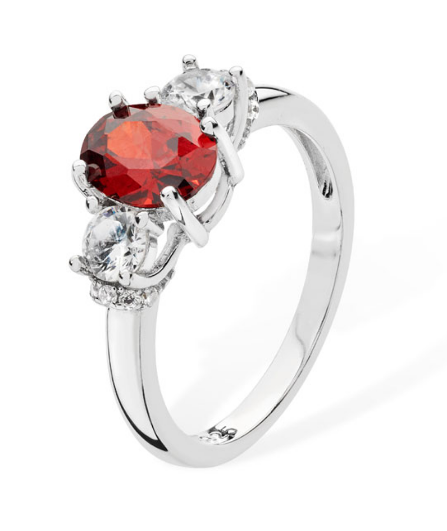 Cubic Zirconia Ring with Garnet Centre Stone