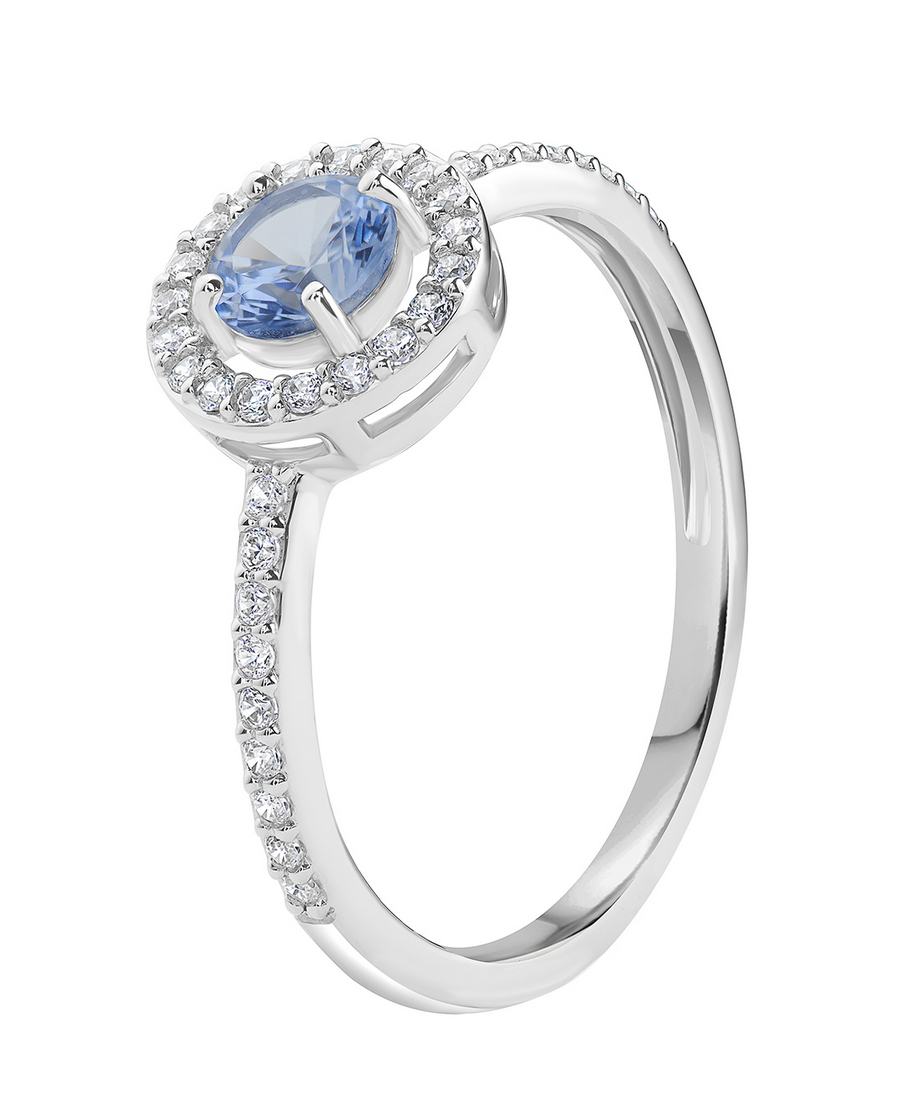 Sterling Silver Cubic Zirconia Blue Spinel Ring