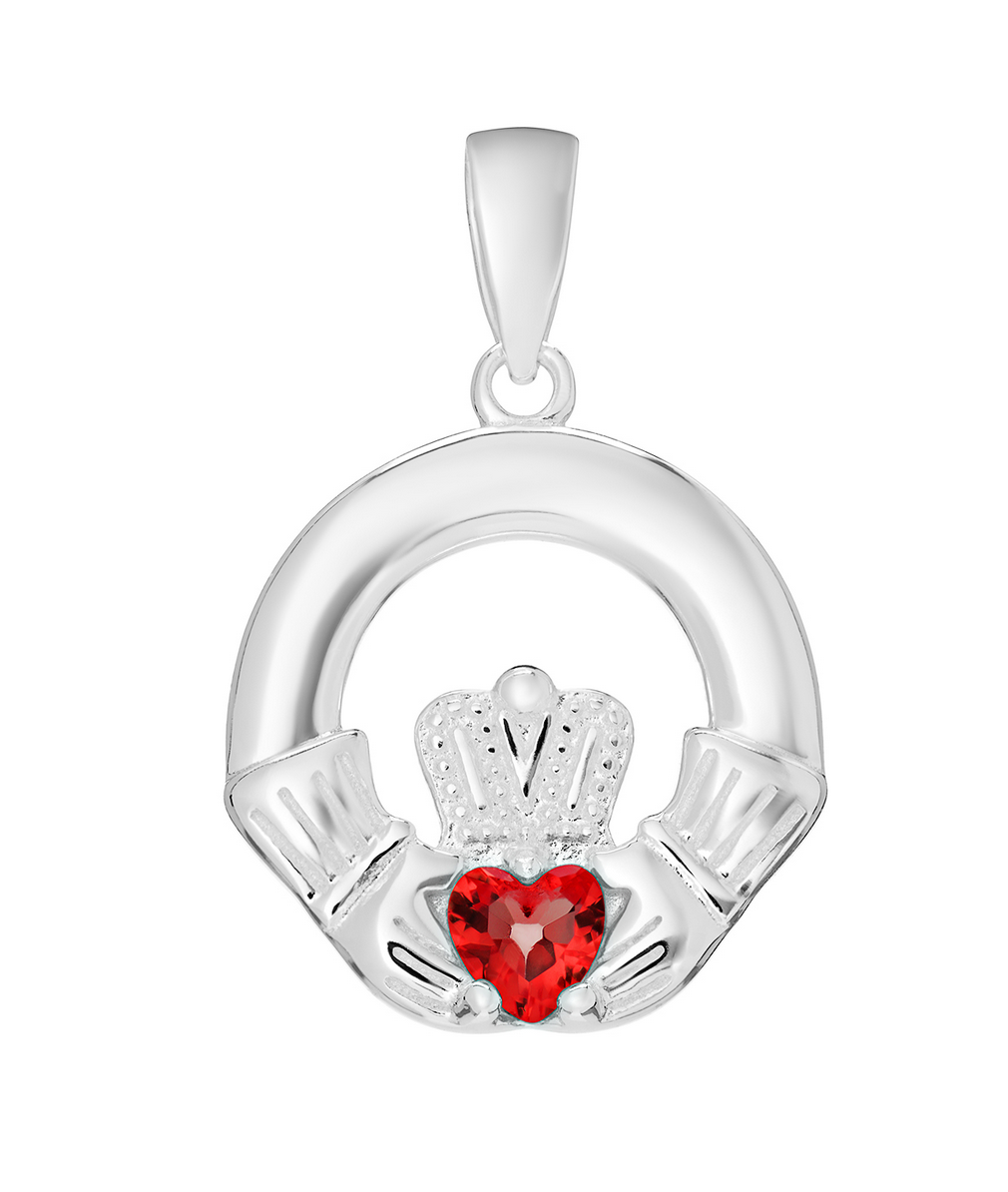 January Birthstone Claddagh Necklace