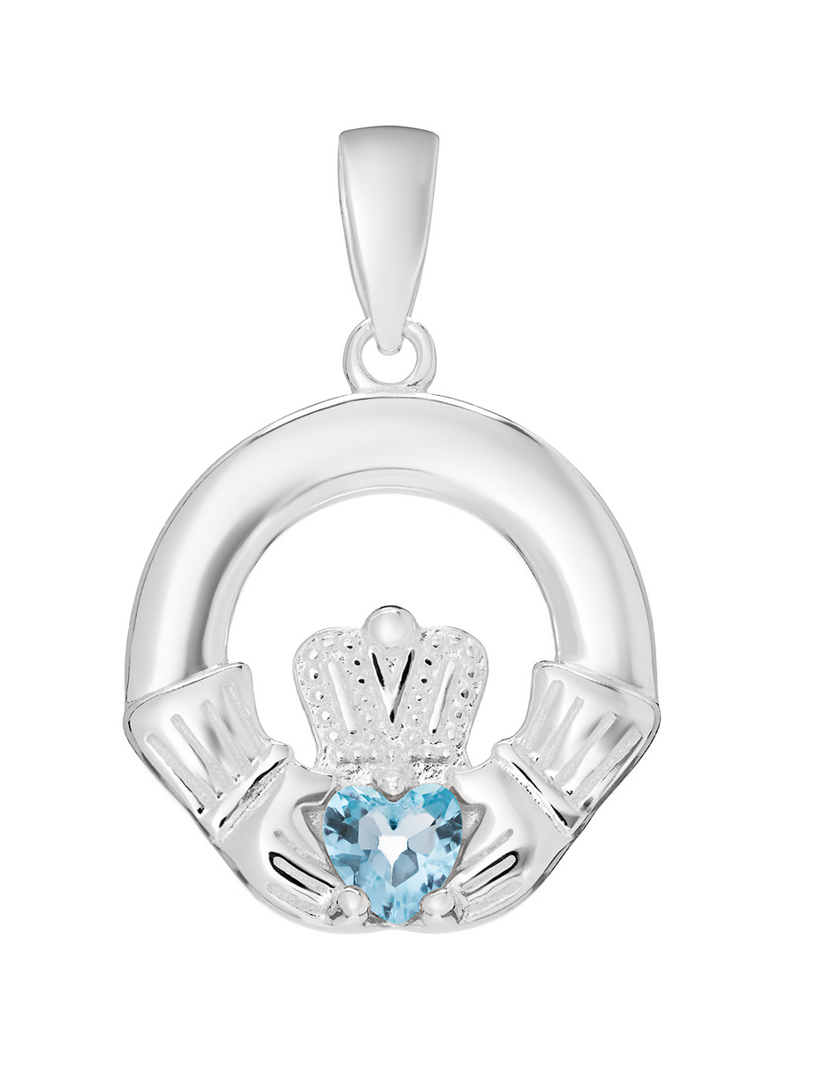 March Birthstone Claddagh Necklace