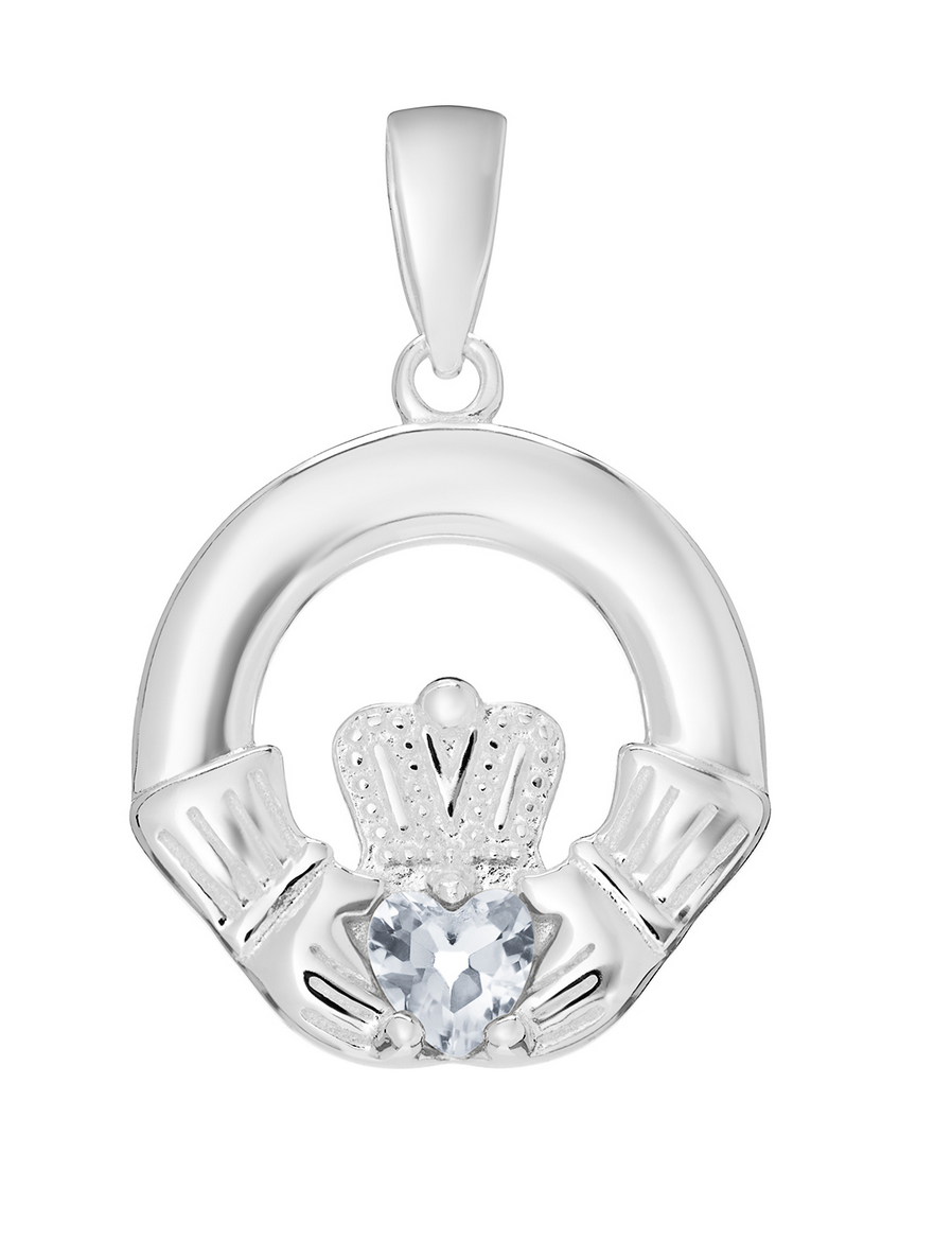 April Birthstone Claddagh Necklace