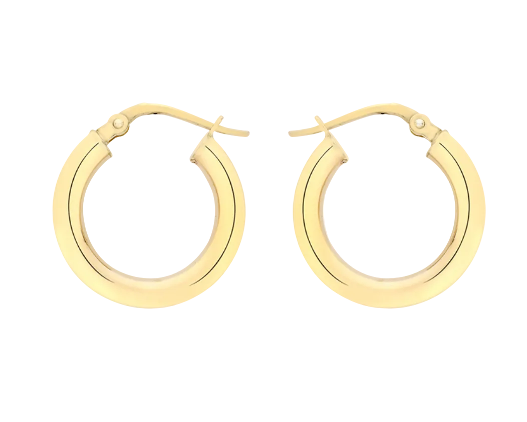 9ct Yellow Gold Tube Polished Hoop Creole Earrings