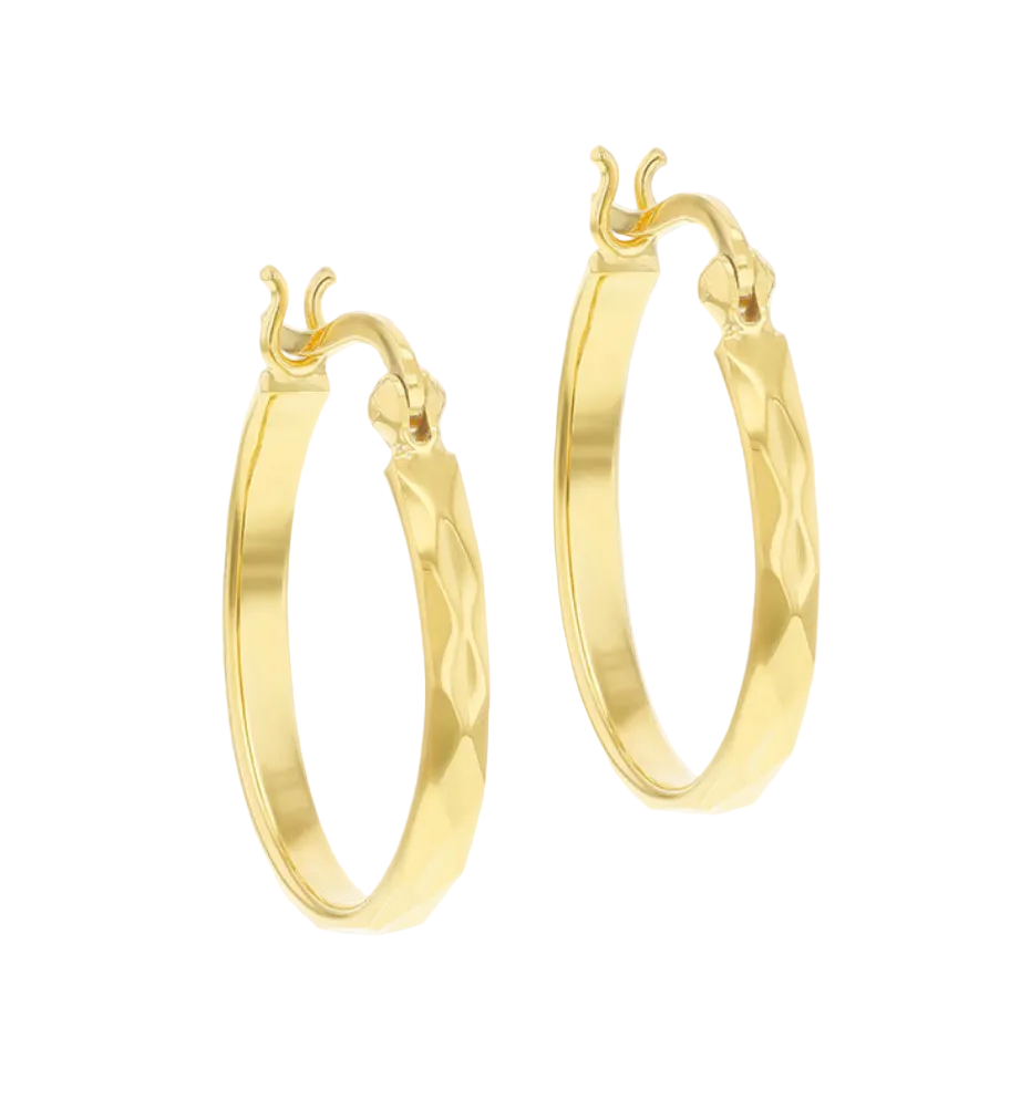 Sterling Silver Gold Plated Diamond Cut Creole Earring