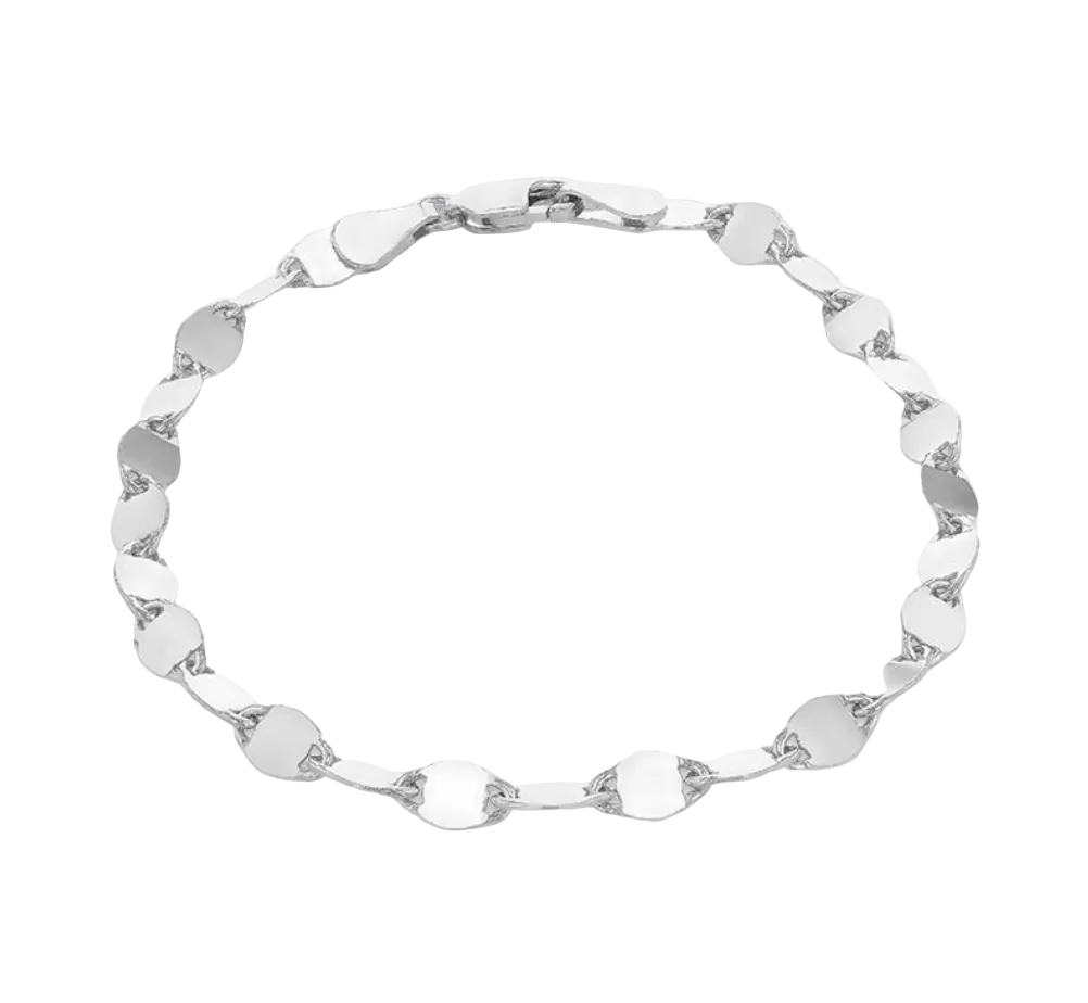 Sterling Silver Flat Mirror Link Bracelet