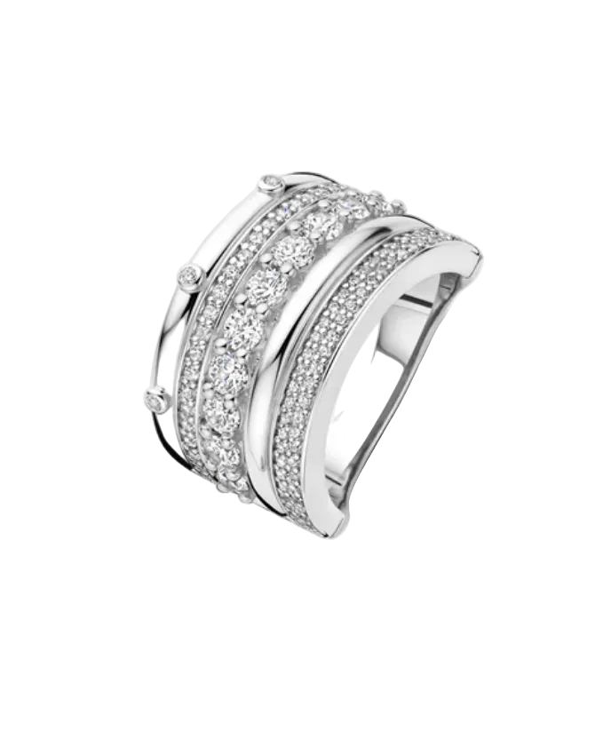 Ti Sento Classic Layered Zirconia Ring - L model