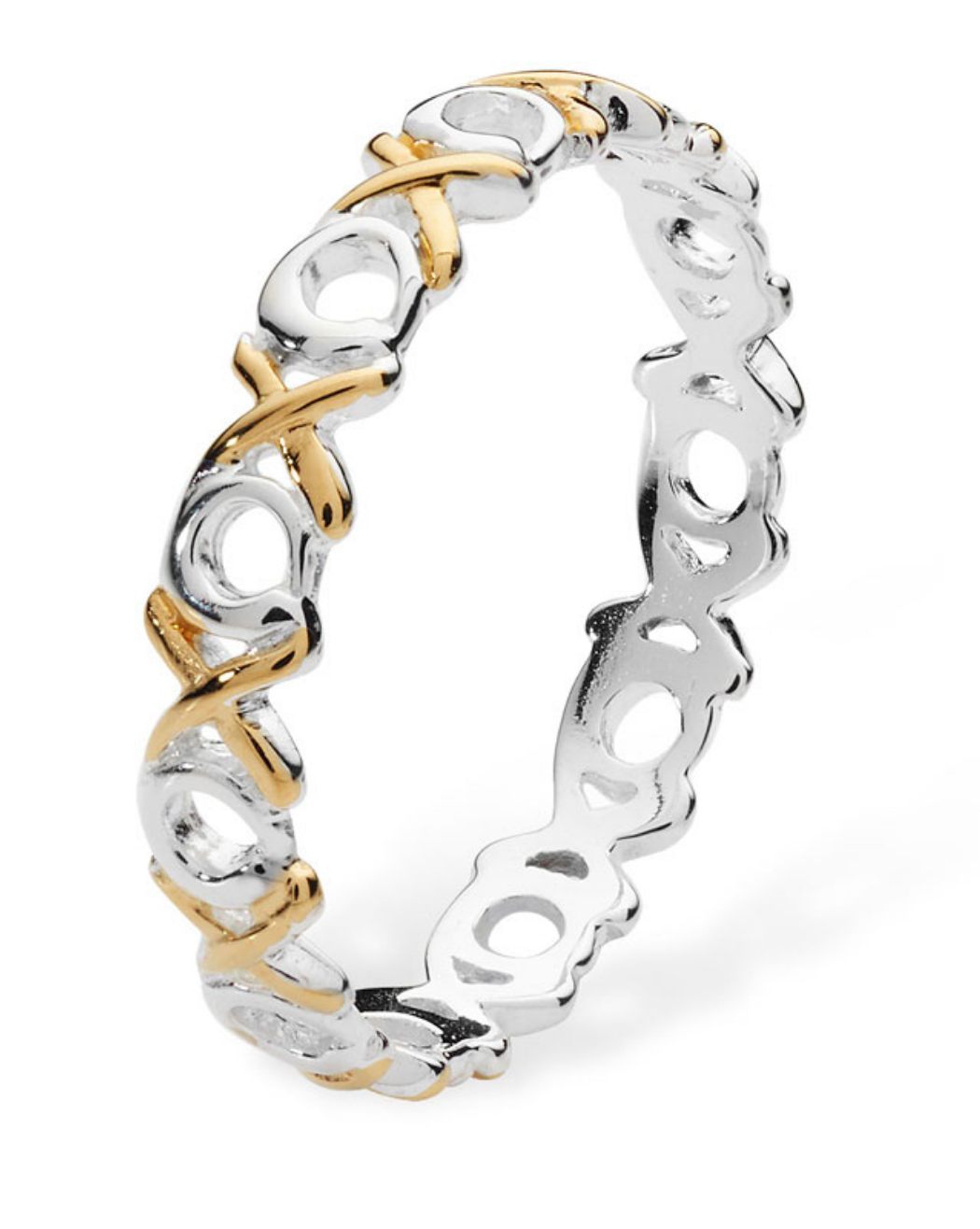 S/S W/Gold Plating XOXO Ring