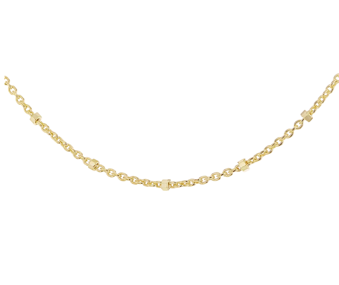 Sterling Silver Gold Plated Cube and Trace Chain