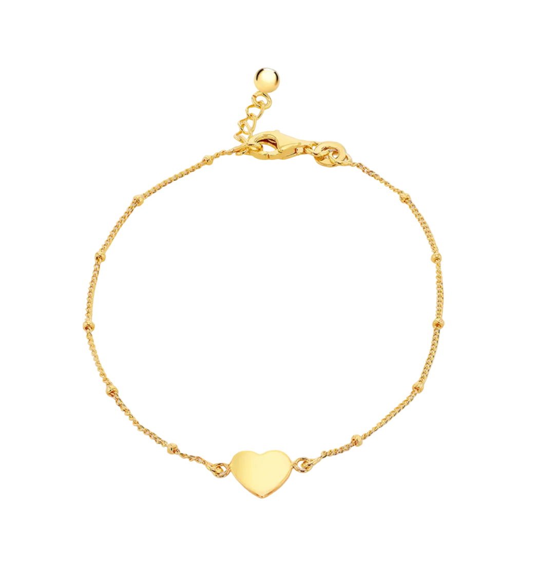 Sterling Silver Yellow Gold Plated Curb and Ball Bracelet Adjustable
