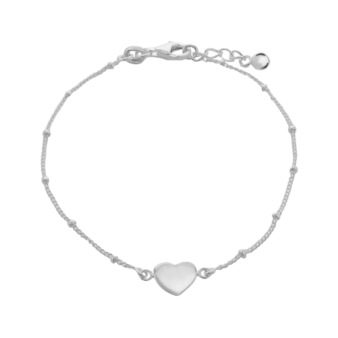 Sterling Silver Rhodium Plated Curb and Ball Bracelet Adjustable