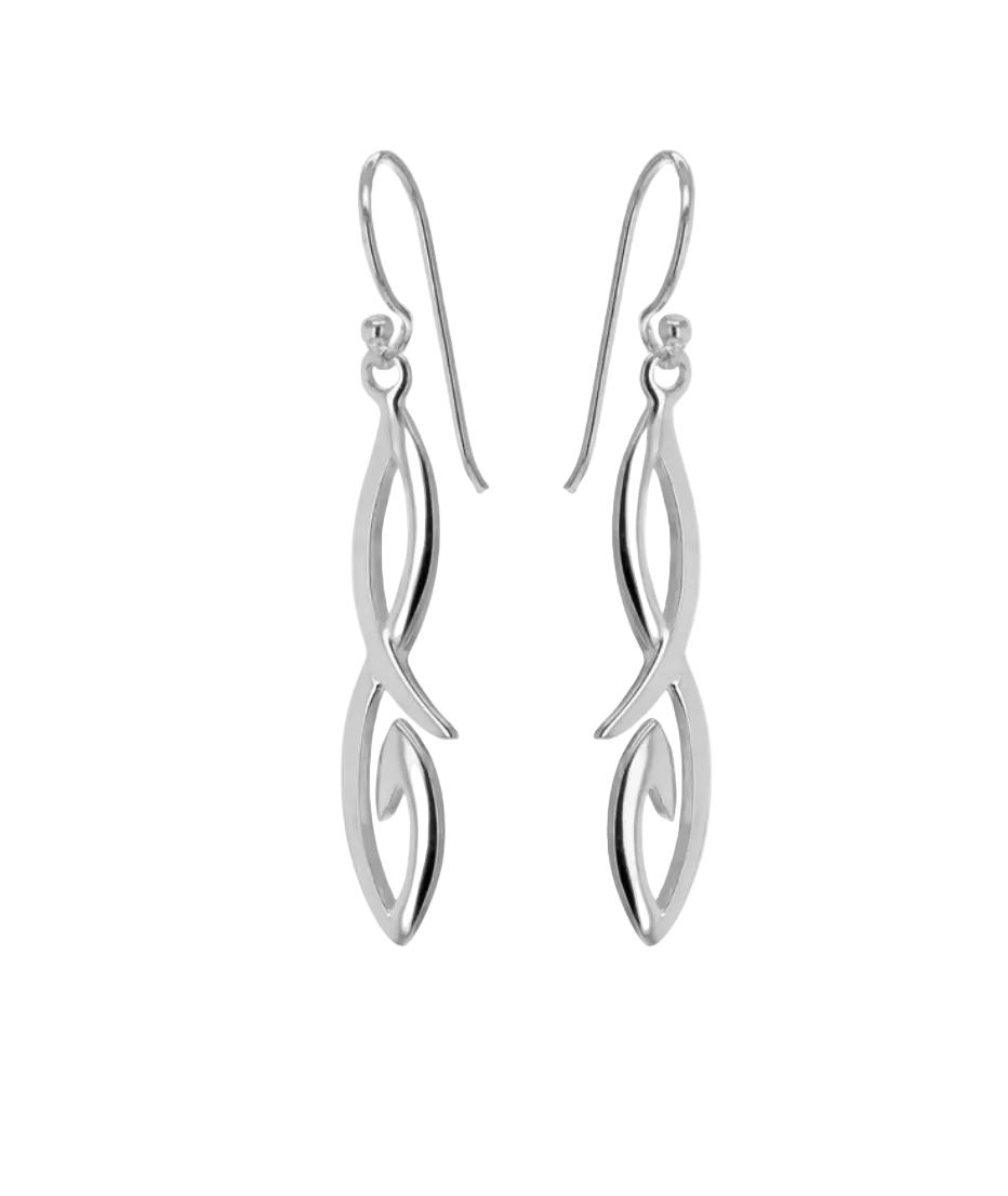 Sterling Silver Crossover Drop Earrings